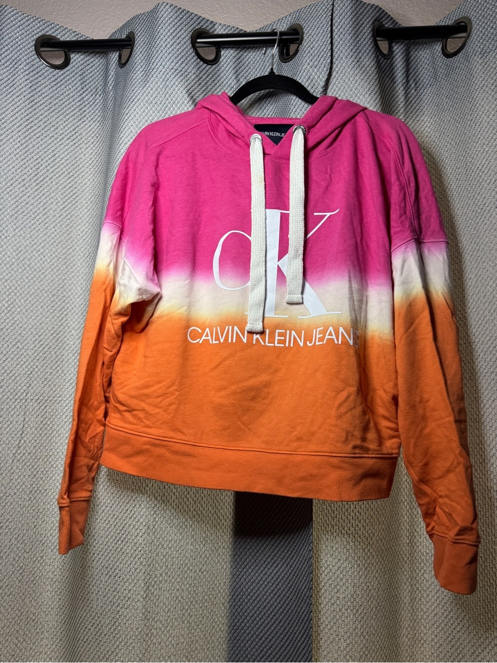 Calvin Klein Pink Tricolor Tied Dyed Cropped Hoodie